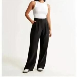 ABERCROMBIE & FITCH Sloane Tailored Wide Leg Pant Black Sz 30/10 {3N41}